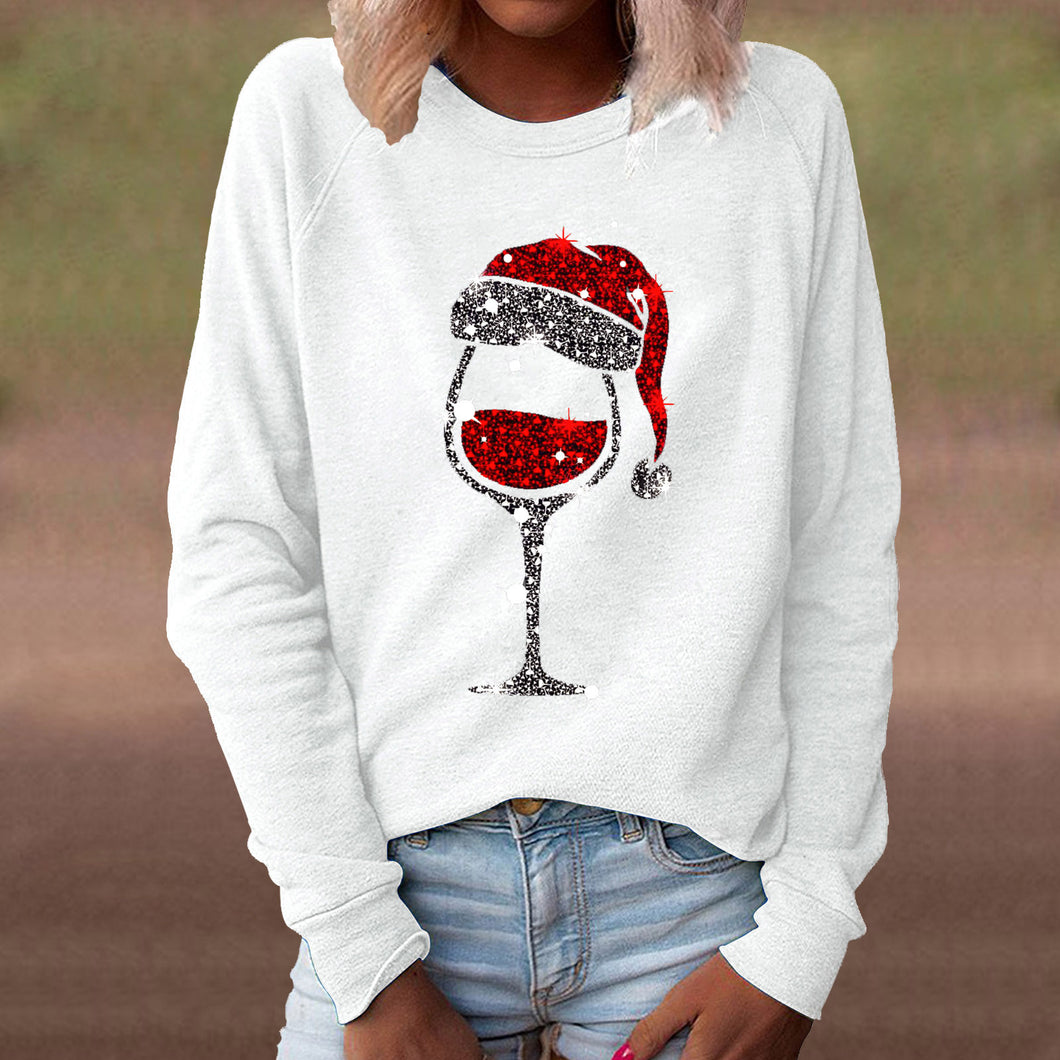 White Print Long Sleeve Top