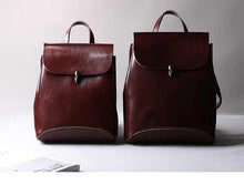 Load image into Gallery viewer, Classic Button Convertible Leather Backpack Bag School Purse for Women
