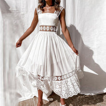 Load image into Gallery viewer, White Lace Patchwork Midi Dress
