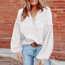 Load image into Gallery viewer, White Buttons Long Sleeve Blouse
