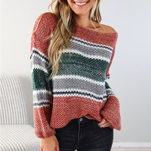 Load image into Gallery viewer, Red Stripped  Long Sleeves Sweater
