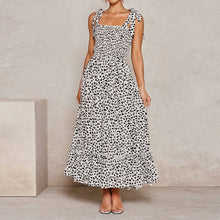 Load image into Gallery viewer, White Dots Print Straps Midi Dress

