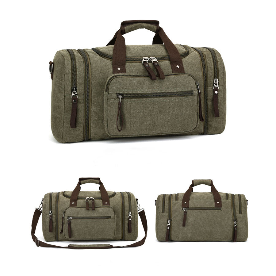 Men's Oversize Canvas Travel Bags Large Capacity Carry On Luggage Weekend Bag
