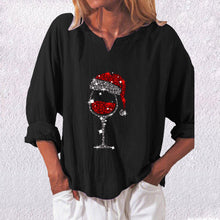 Load image into Gallery viewer, Black Notched Neck Long Sleeve Top
