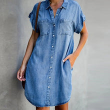 Load image into Gallery viewer, Blue Buttons Down Denim Mini Dress
