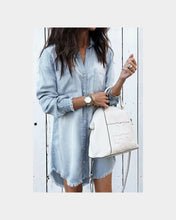 Load image into Gallery viewer, Light Blue Buttons Down Denim Mini Dress

