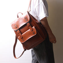 Load image into Gallery viewer, Brown Leather Backpack for Women Men

