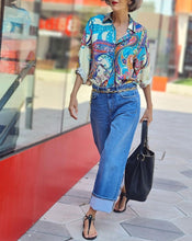 Load image into Gallery viewer, Blue Print Long Sleeve Shirt
