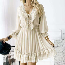Load image into Gallery viewer, Vintage Plain 3/4 Sleeve Mini Dress
