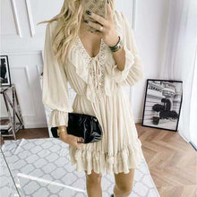 Load image into Gallery viewer, Vintage Plain 3/4 Sleeve Mini Dress
