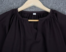 Load image into Gallery viewer, Chic Notched Neckline Short Sleeve Black Top
