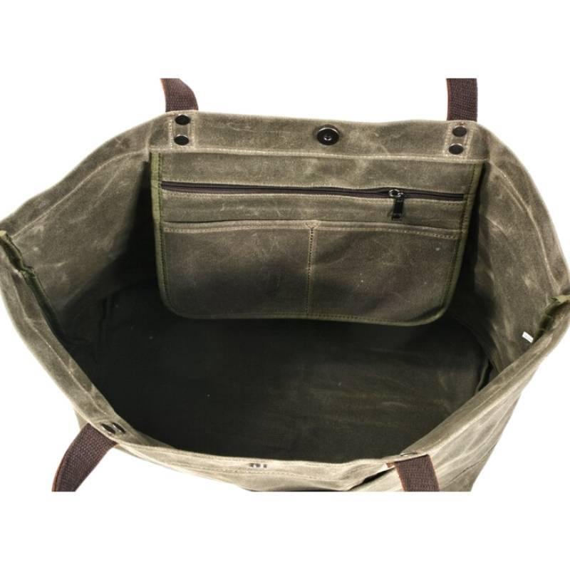 Gemma Waxed Canvas Full Grain Leather Tote Bag