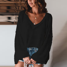 Load image into Gallery viewer, White V-neck Long Sleeve Loose Blouse

