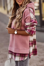 Load image into Gallery viewer, Trendy Plaid Patchwork Hooded Sweatshirt
