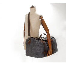 Load image into Gallery viewer, Leisure Waxed Leather Canvas Large Storage Travel Weekender Duffel Bag
