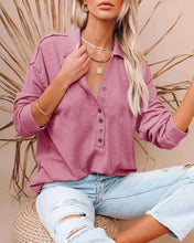 Load image into Gallery viewer, Plain V-neck Long Sleeve Top
