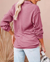 Load image into Gallery viewer, Plain V-neck Long Sleeve Top
