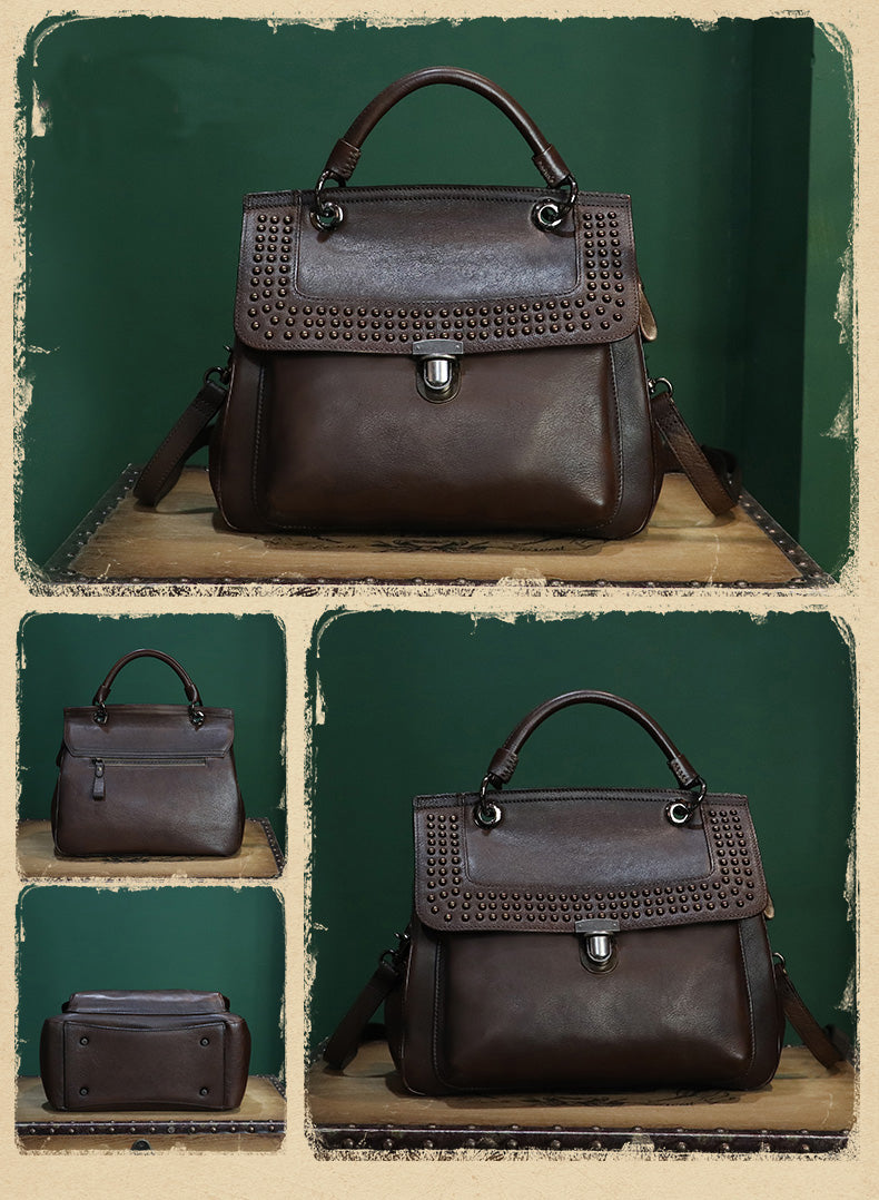 Womens Everyday Handbag Brown Leather Crossbody Bag