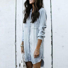 Load image into Gallery viewer, Light Blue Buttons Down Denim Mini Dress
