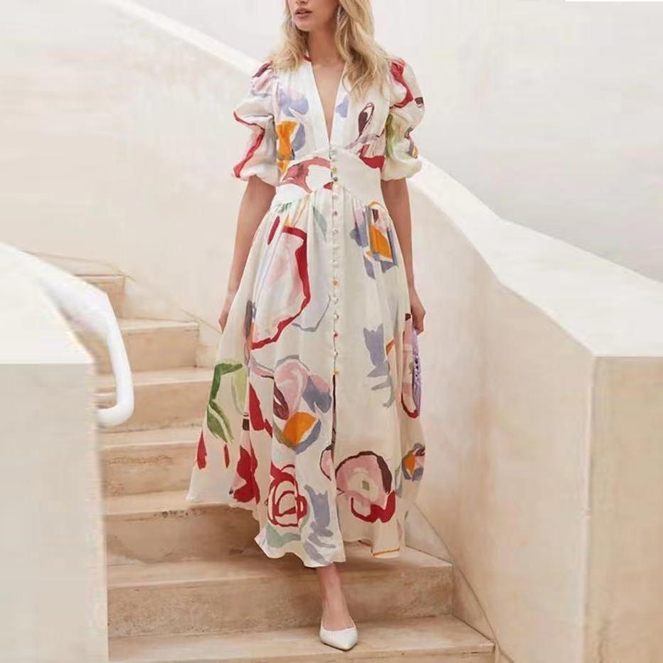 V-Neck Floral Maxi Dress