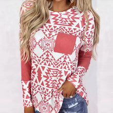 Load image into Gallery viewer, Red Geo Print Long Sleeve Tee
