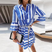 Load image into Gallery viewer, Stripes Print Tiered Mini Dress
