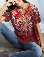 Load image into Gallery viewer, Grape Short Sleeve Embroidered Top
