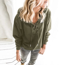 Load image into Gallery viewer, Lace Up Long Sleeve Casual Hoodie
