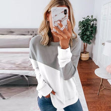 Load image into Gallery viewer, Grey and White Color Block Long Sleeve Top
