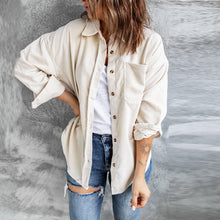 Load image into Gallery viewer, Lapel Long Sleeve Button Down Corduroy Shacket
