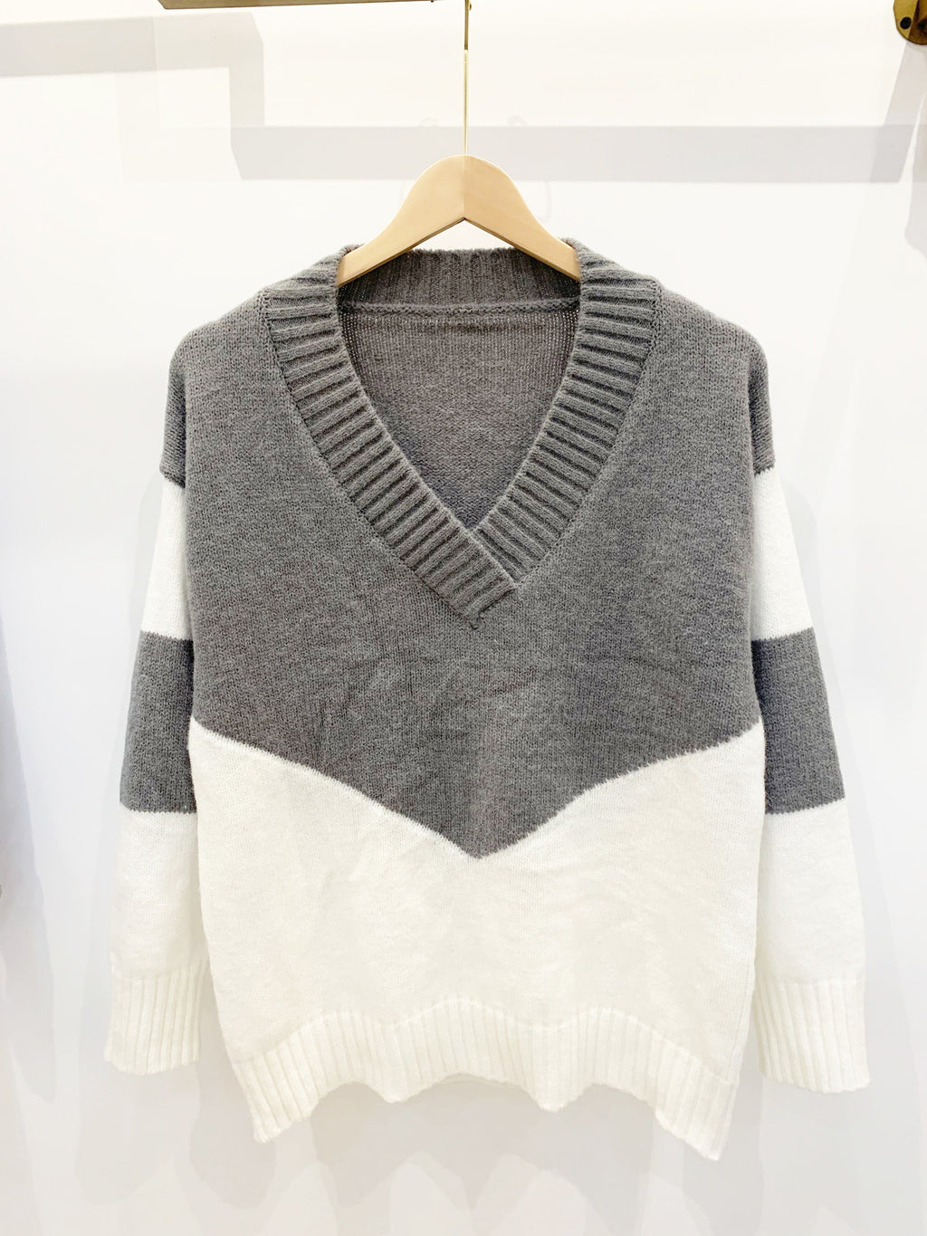 Color Block Long Sleeve Sweater