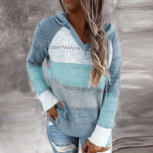 Load image into Gallery viewer, Blue Stripped Long Sleeve Sweater
