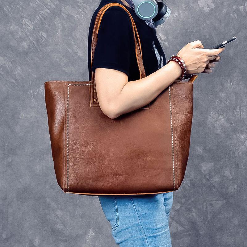 Classic Full Grain Leather Women's Tote Bag