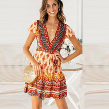 Load image into Gallery viewer, Yellow Pattern Mini Casual Dress
