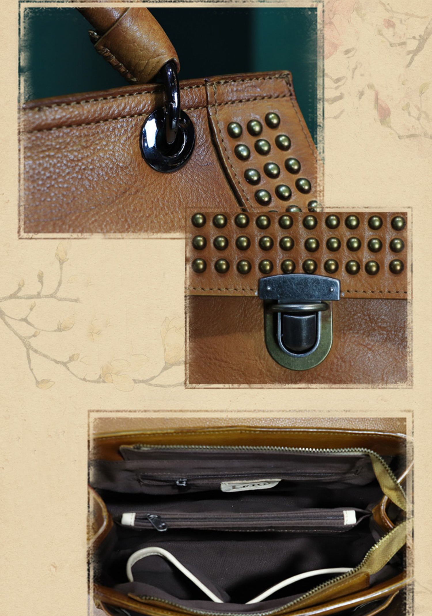 Womens Everyday Handbag Brown Leather Crossbody Bag