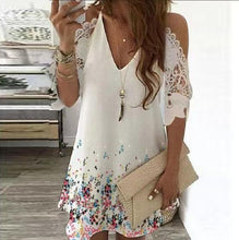 Load image into Gallery viewer, Cold Shoulder Print Casual Mini Dress
