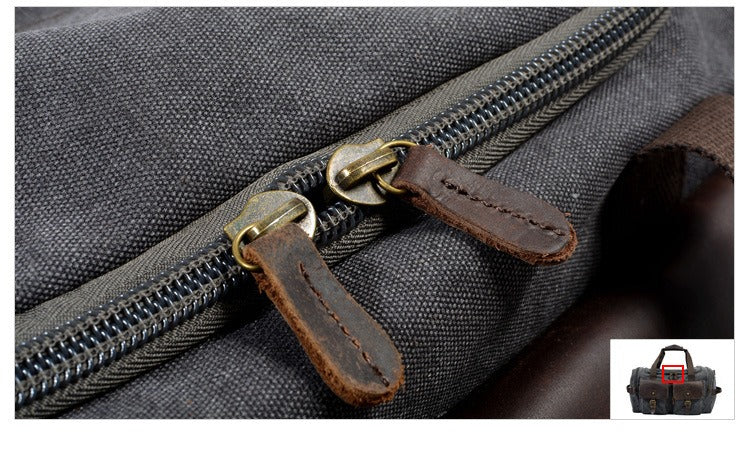Casual Men's Large Storage Leather Canvas Travel Weekender Duffel Bag