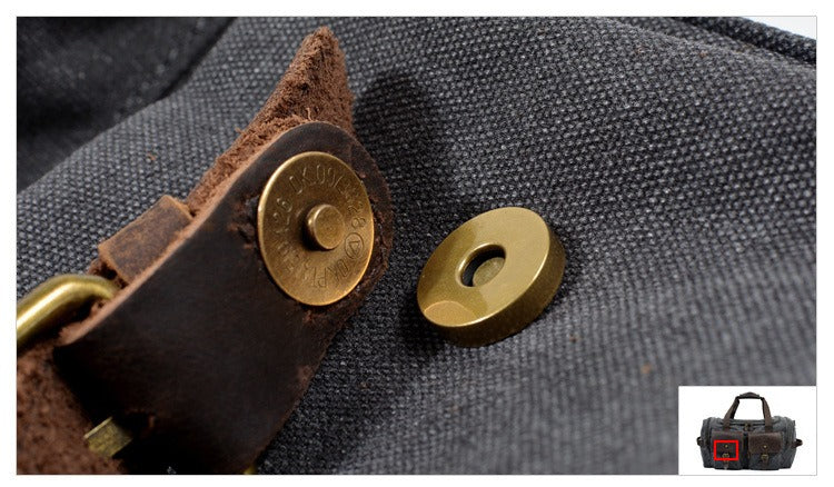 Casual Men's Large Storage Leather Canvas Travel Weekender Duffel Bag