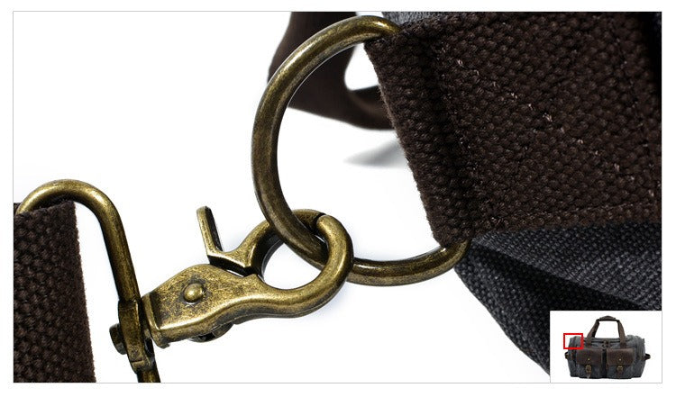 Casual Men's Large Storage Leather Canvas Travel Weekender Duffel Bag