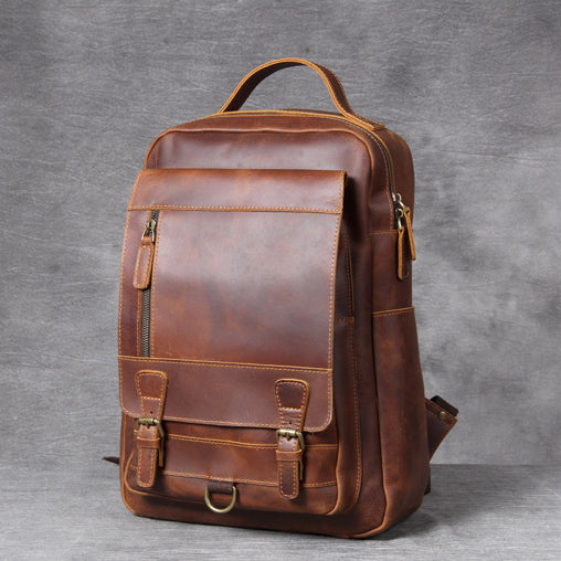 Leather Travel Backpack School Bag