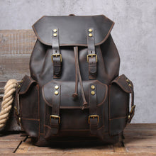 Load image into Gallery viewer, Full Grain Leather Bag Travel Backpack School Bag
