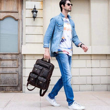 Load image into Gallery viewer, Large Handmade Genuine Leather Backpack
