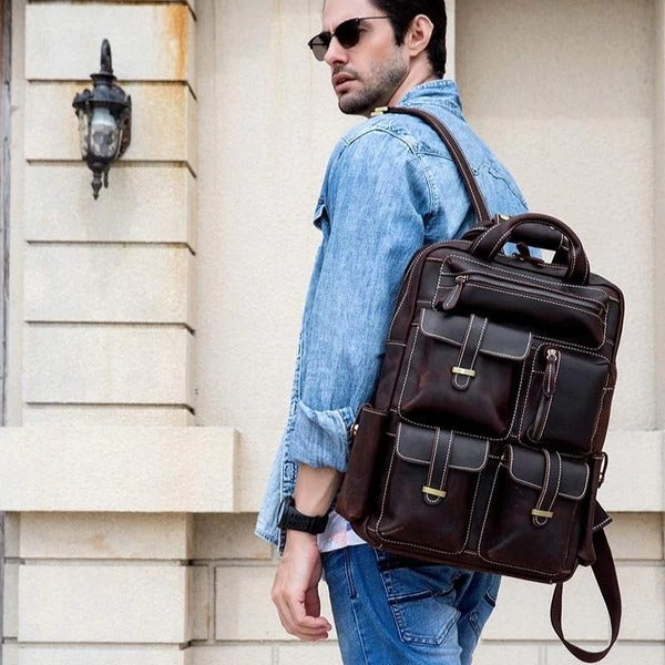 Large Handmade Genuine Leather Backpack