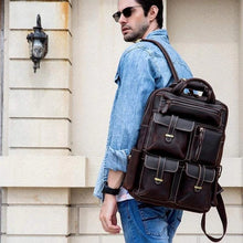 Load image into Gallery viewer, Large Handmade Genuine Leather Backpack
