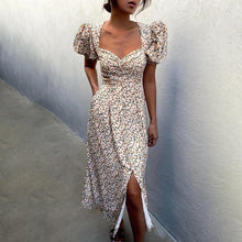 Load image into Gallery viewer, White Floral Split Front Midi Dress
