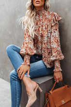 Load image into Gallery viewer, Down To Earth Floral Metallic Smocked Blouse
