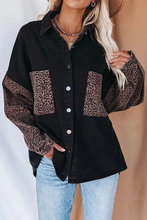 Load image into Gallery viewer, Spice It Up Contrast Leopard Denim Jacket
