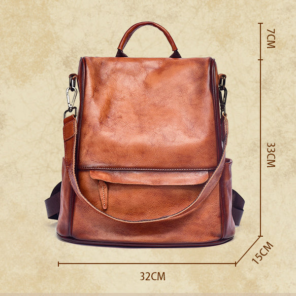 Leather Backpack for women Laptop Bag Large Capacity School Business Travel Daypack