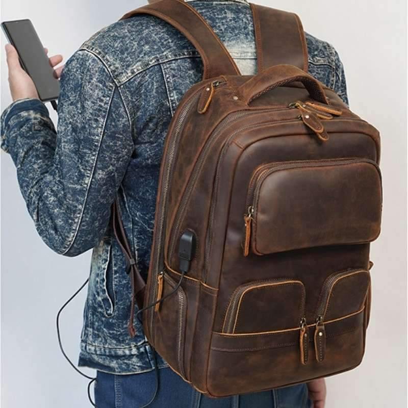 Houston Full Grain Leather Backpack