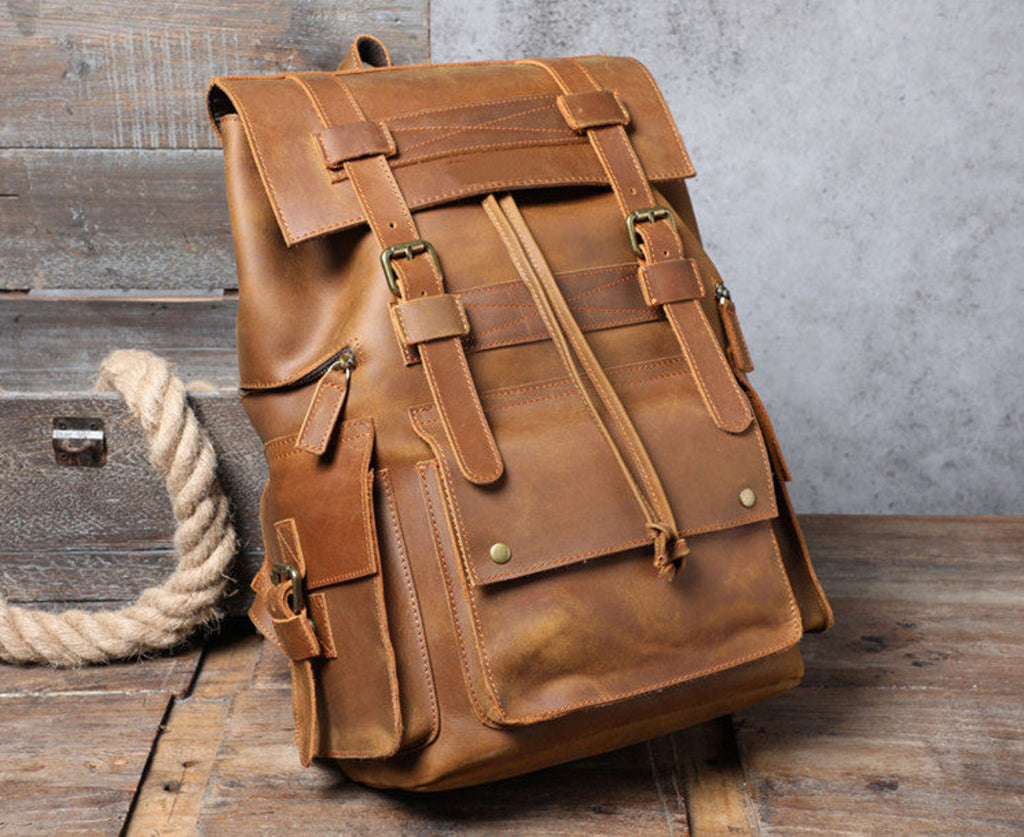 Handmade Full Grain Leather Backpack for Men